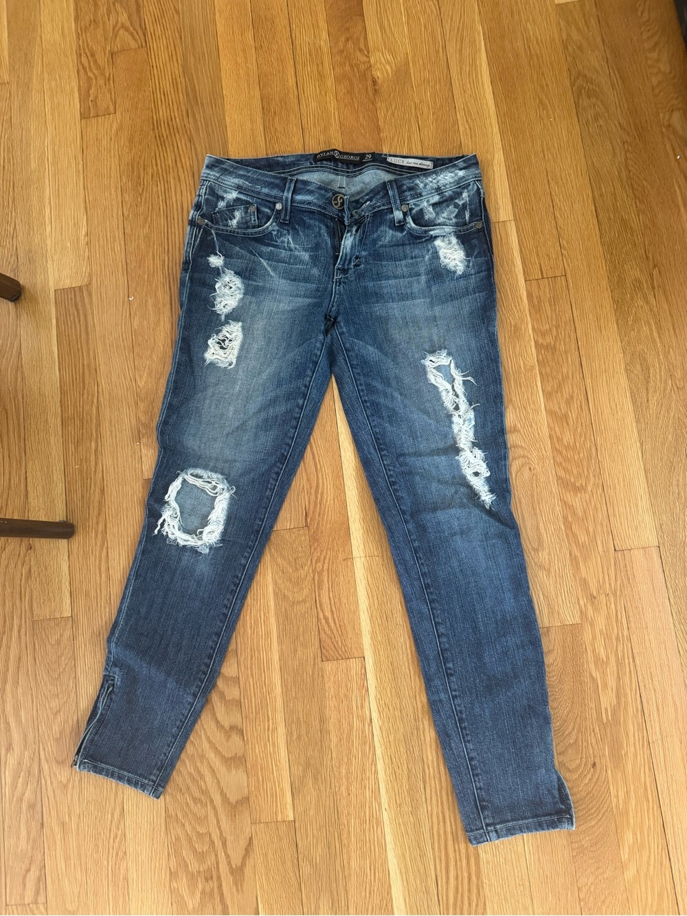 Dylan George Ripped low waist  Skinny Jeans with zipper - Blue